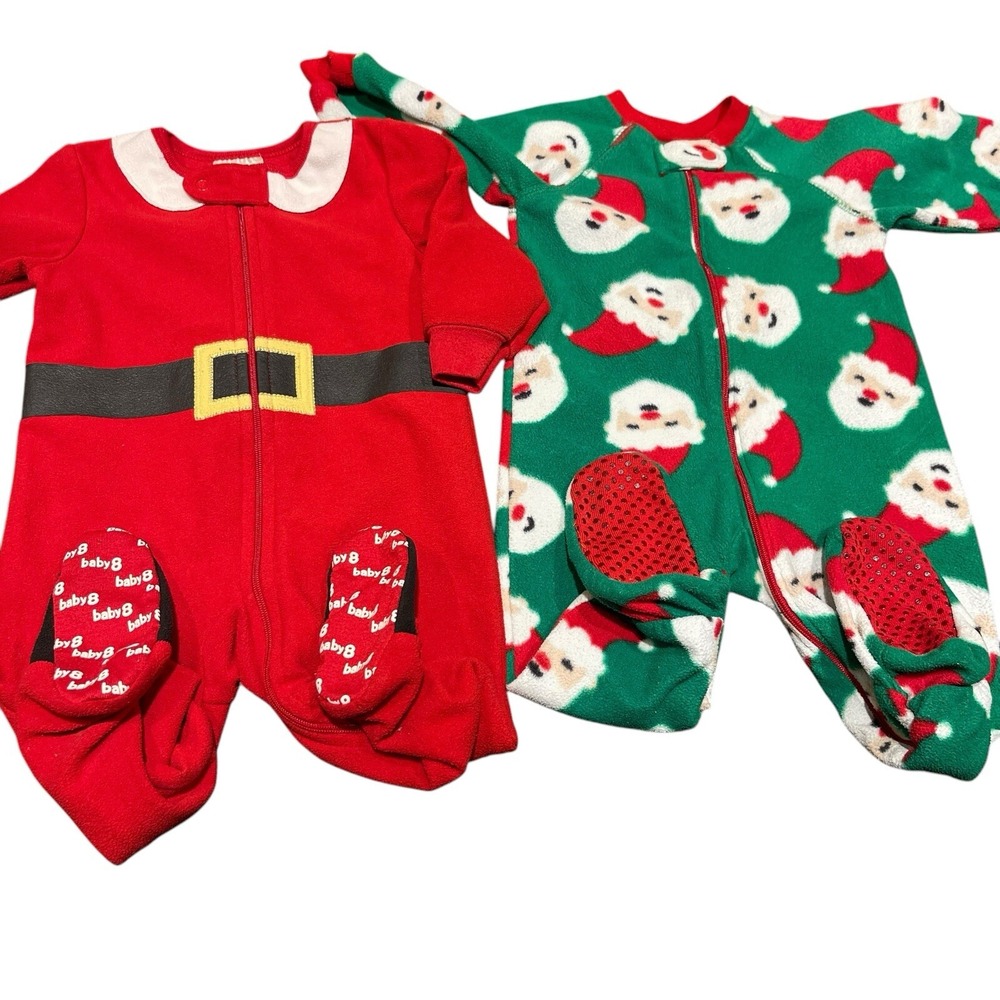 Crazy 8 & The Children's Place Boys Christmas Sleeper Pajamas Lot Of 2 Sz 6-12Mo - Picture 6 of 10